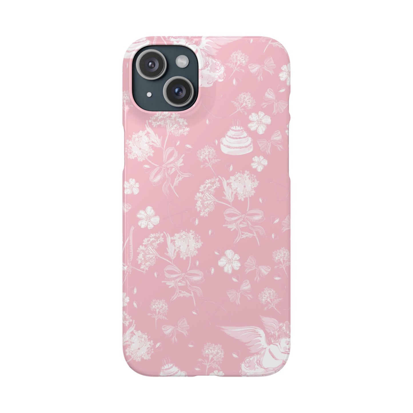 Pink Floral Slim Phone Case for Apple iPhone, Samsung Galaxy and Google Pixel.