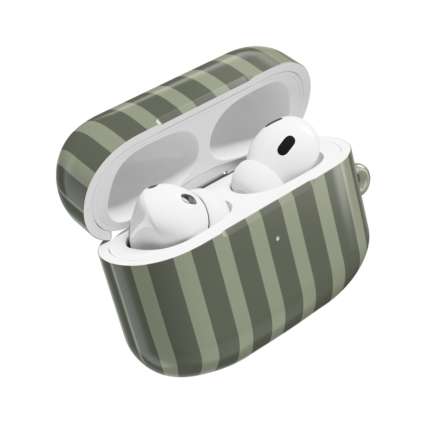 Striped Olive AirPods Case — Protective Green Stripe Pattern Cover