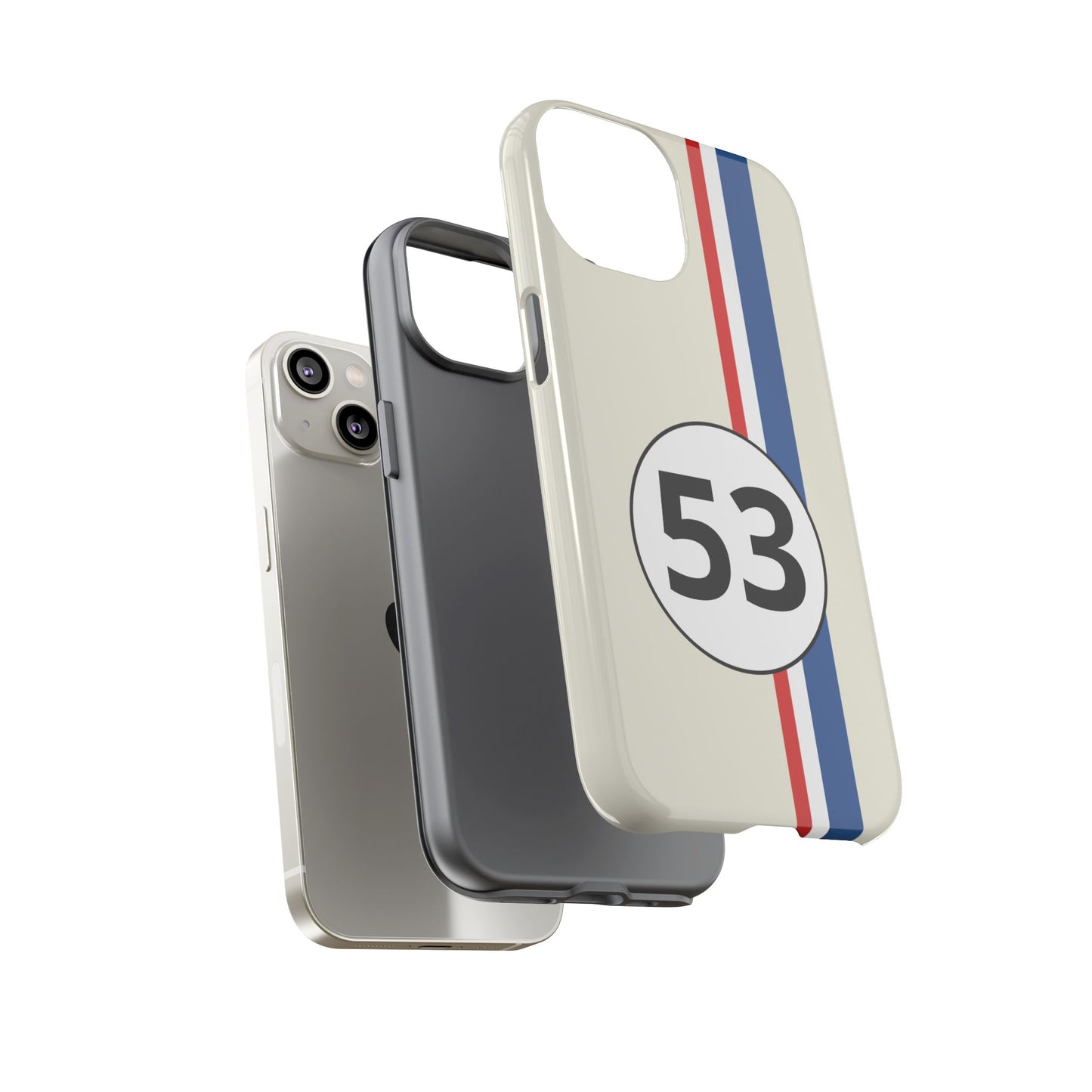 Racing Stripe Personalised Number Tough Phone Case for Apple iPhone, Samsung Galaxy and Google Pixel.
