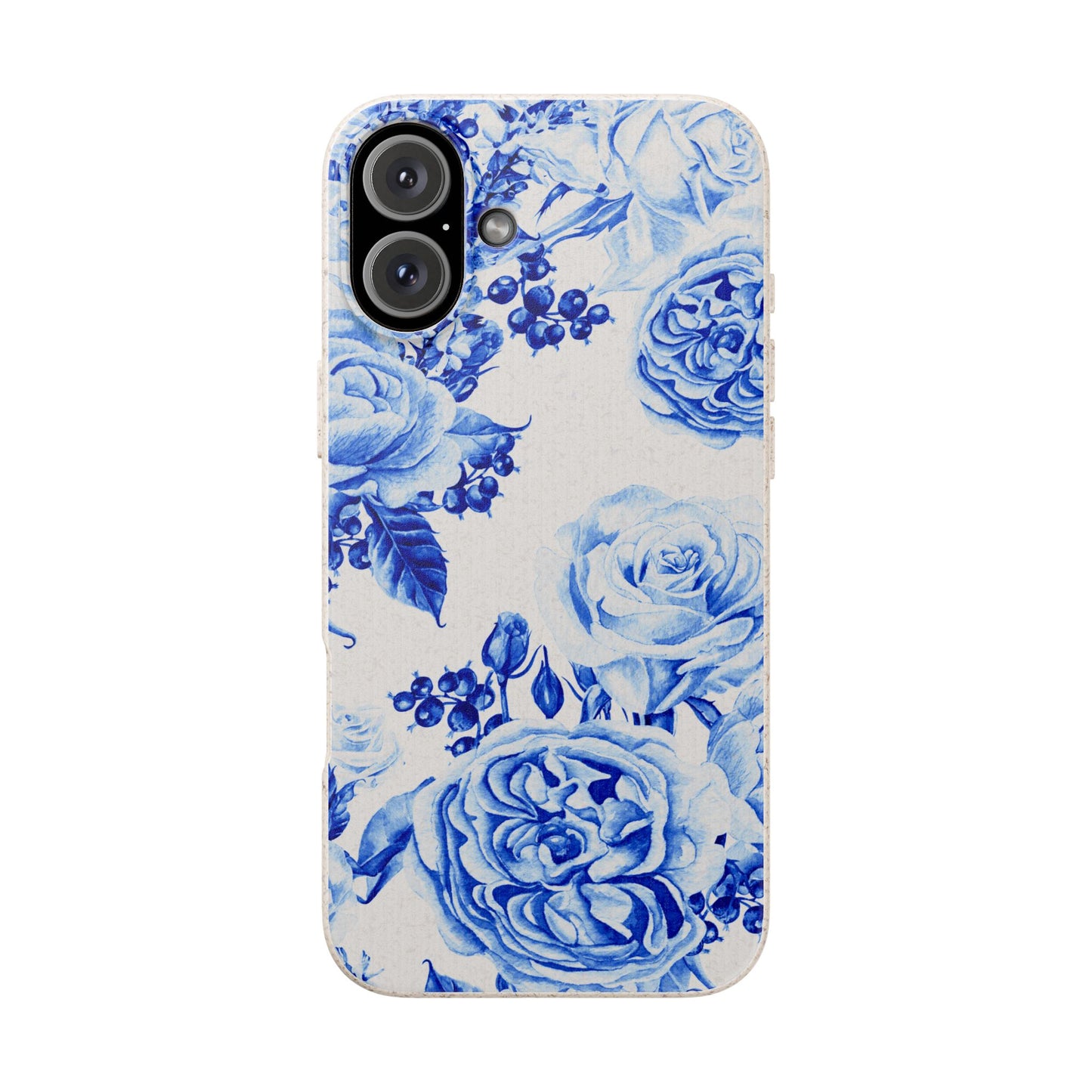 Blue Floral Biodegradable Eco-Friendly Phone Cover for Apple iPhone and Samsung Galaxy.