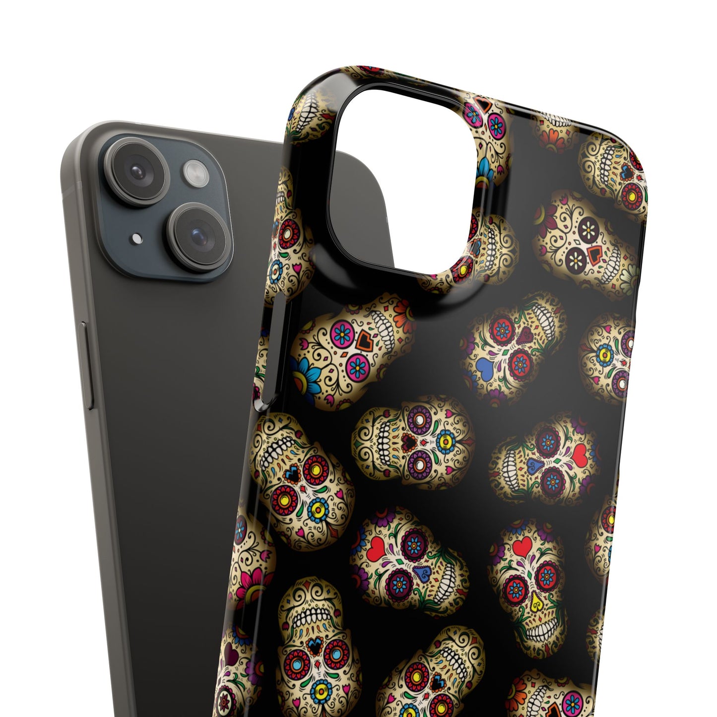 Sugar Skull — Day of the Dead Floral Slim Case for Apple iPhone, Samsung Galaxy and Google Pixel.