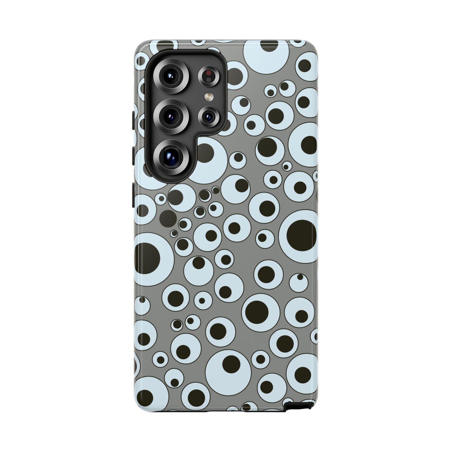 Bubble Pattern Tough Phone Case – Grey Retro Polka-Dot Design