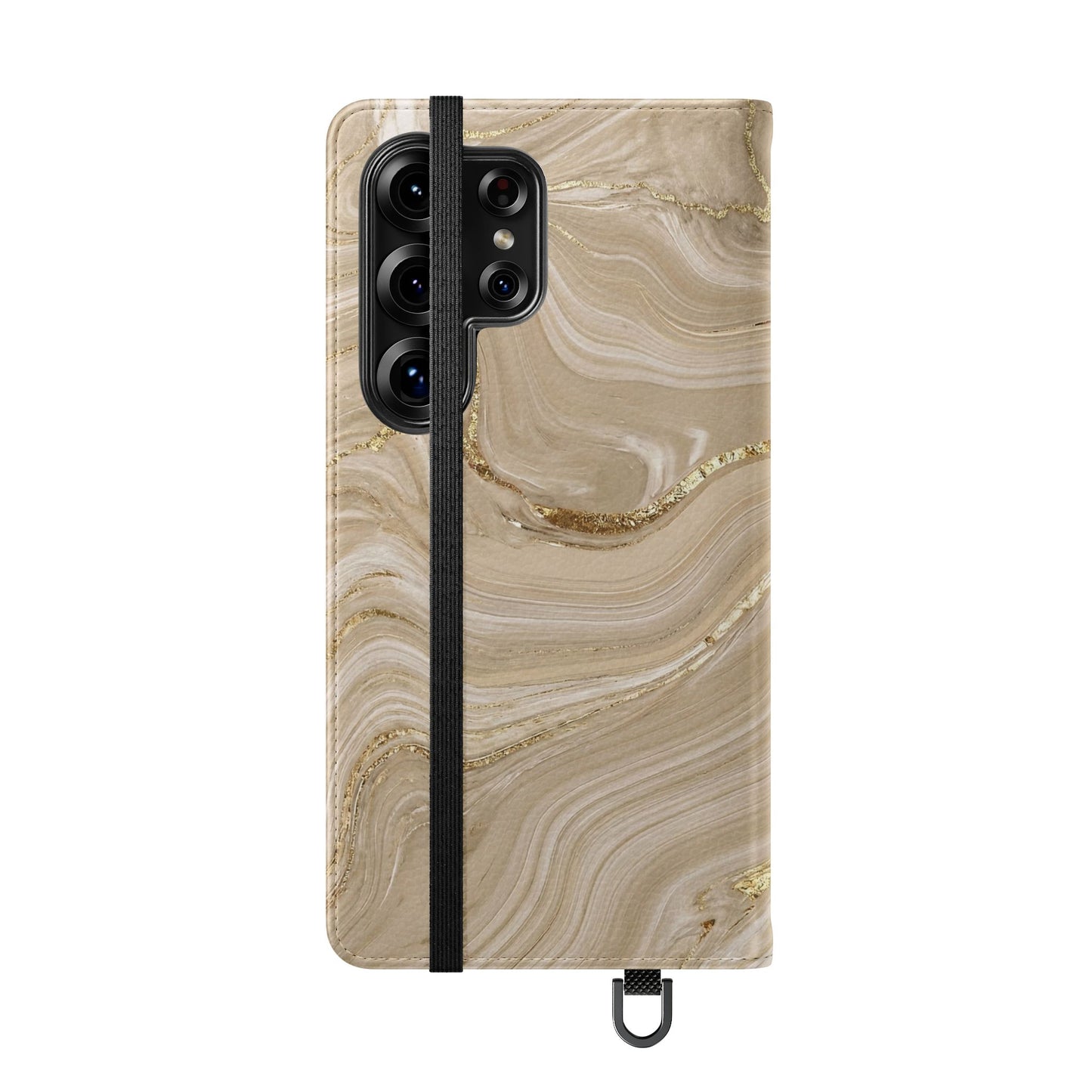 Marble Beige Flip Phone Case – Stylish Wallet Phone Cover with Card Slots