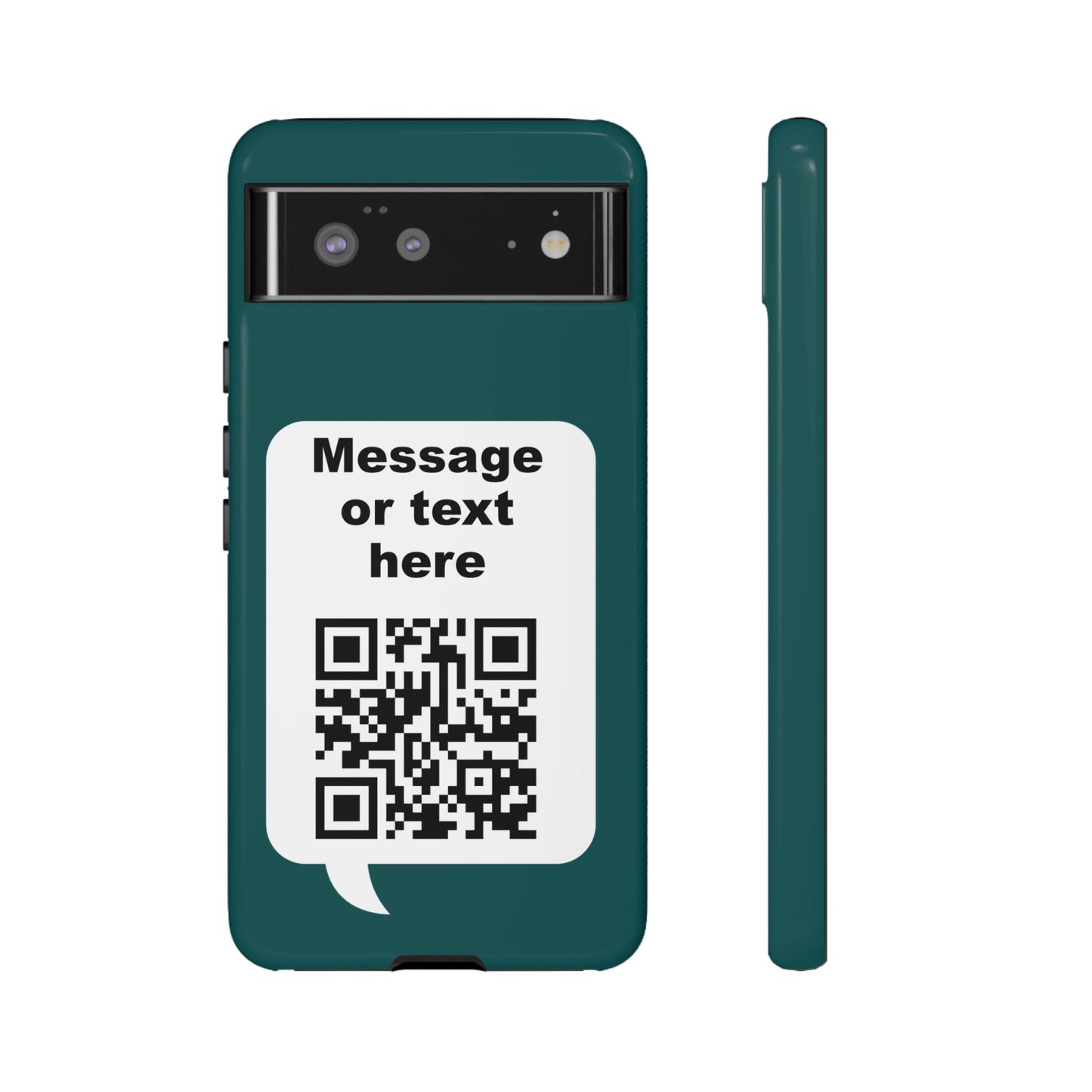 Custom QR Code Tough Phone Case — "Custom text" Contact Case