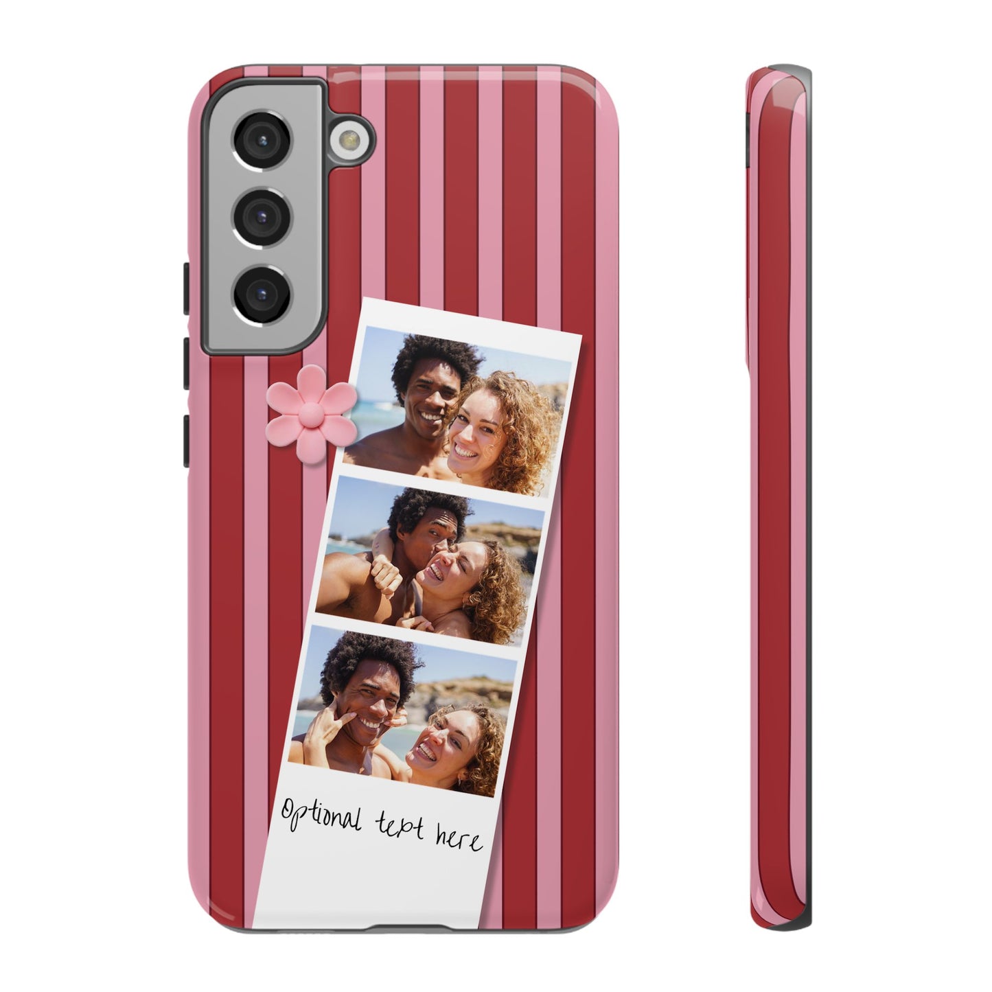 Customisable Three Photo Personalised Collage Tough Phone Case for Apple iPhone, Samsung Galaxy and Google Pixel.