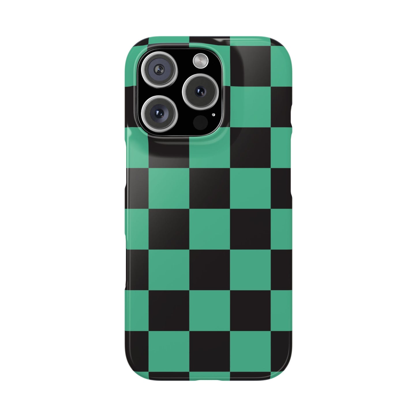 Checkered Teal Snap Case — Black & Teal Phone Cover