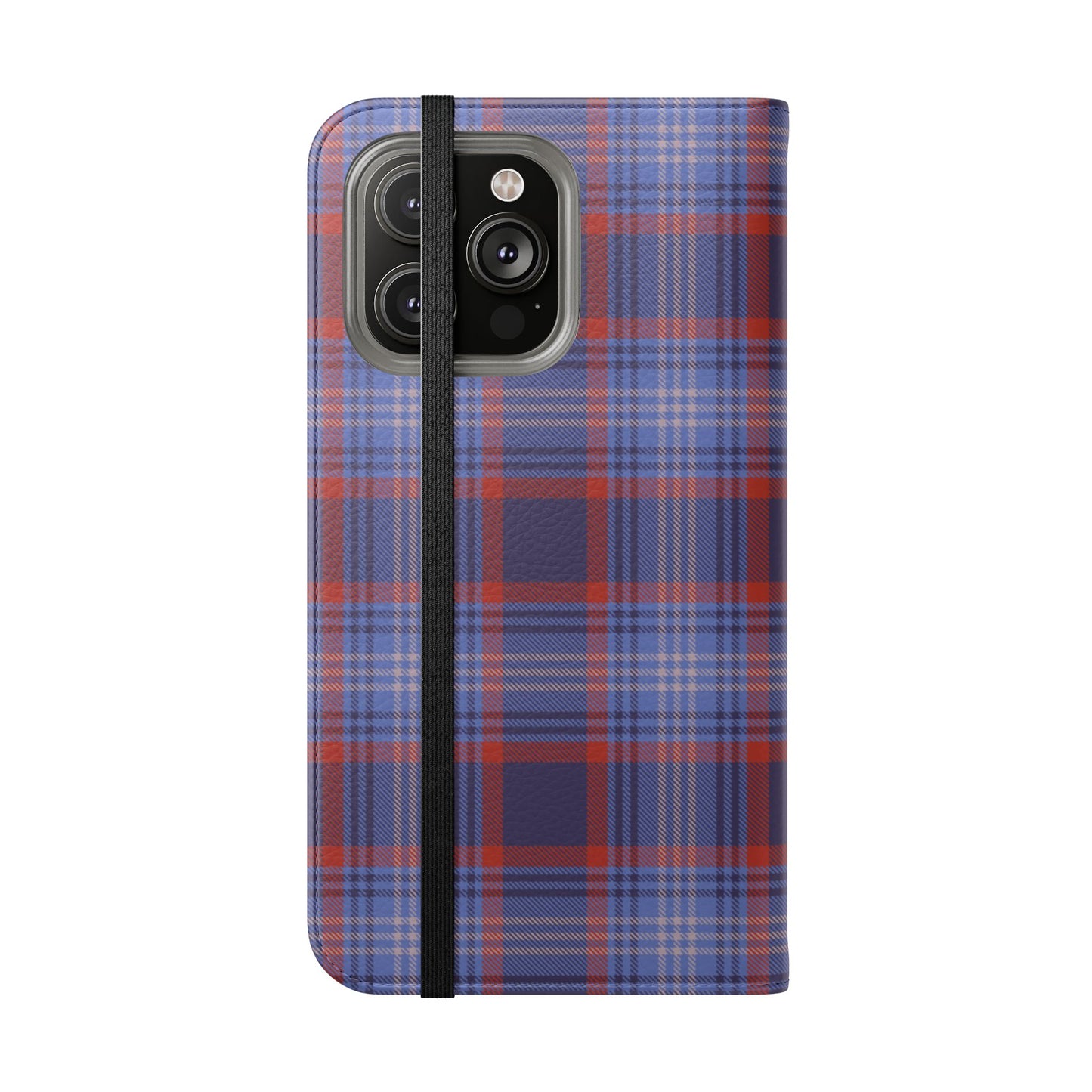 Tartan Flip Phone Case — Red & Purple Plaid Wallet Cover