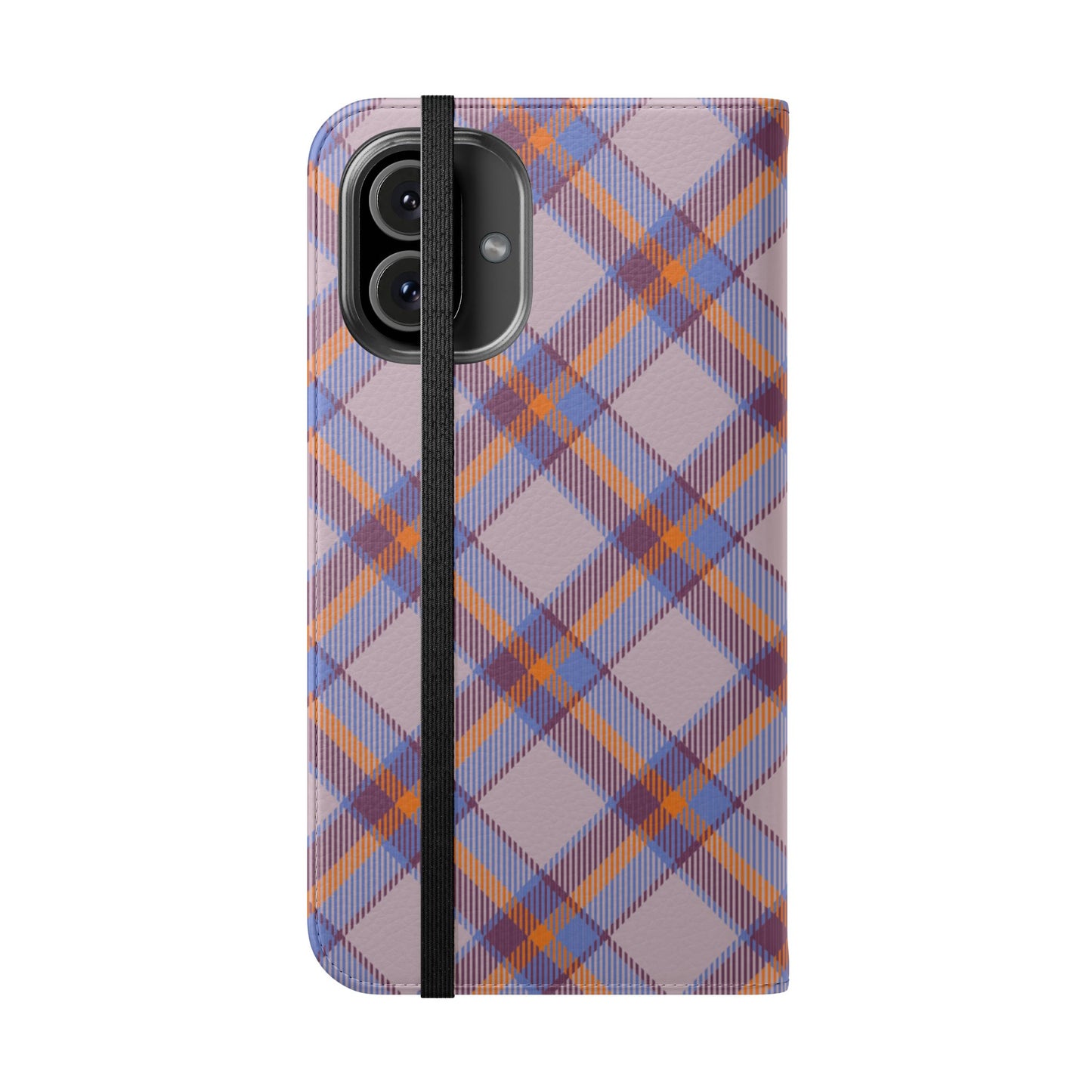 Tartan Flip Phone Case — purple & Orange Plaid Wallet Cover