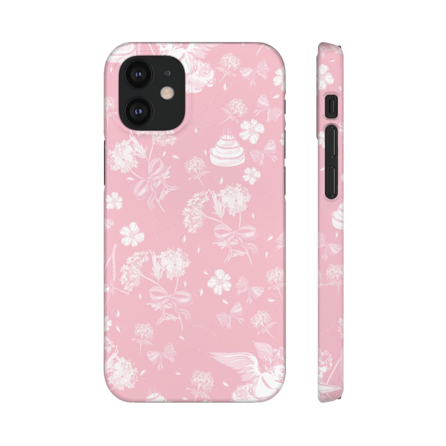 Pink Floral Slim Phone Case for Apple iPhone, Samsung Galaxy and Google Pixel.