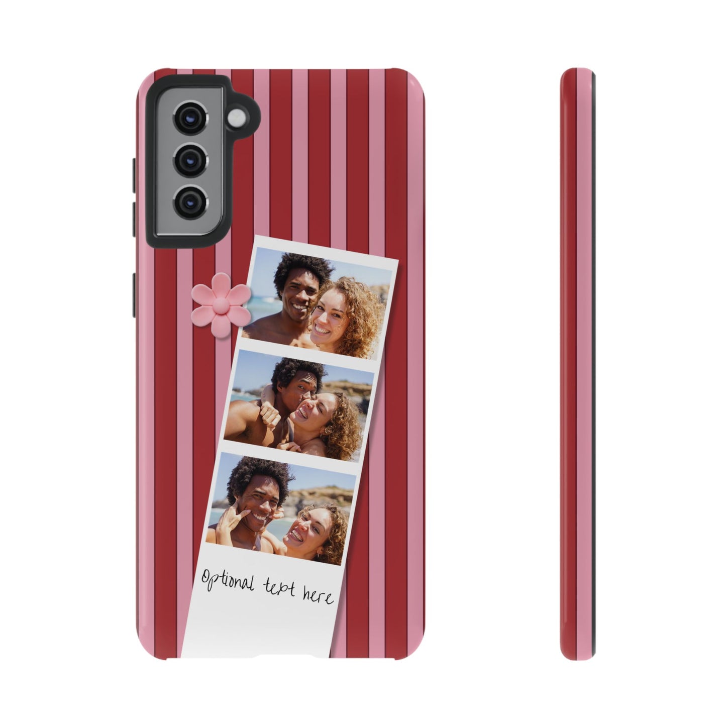 Customisable Three Photo Personalised Collage Tough Phone Case for Apple iPhone, Samsung Galaxy and Google Pixel.
