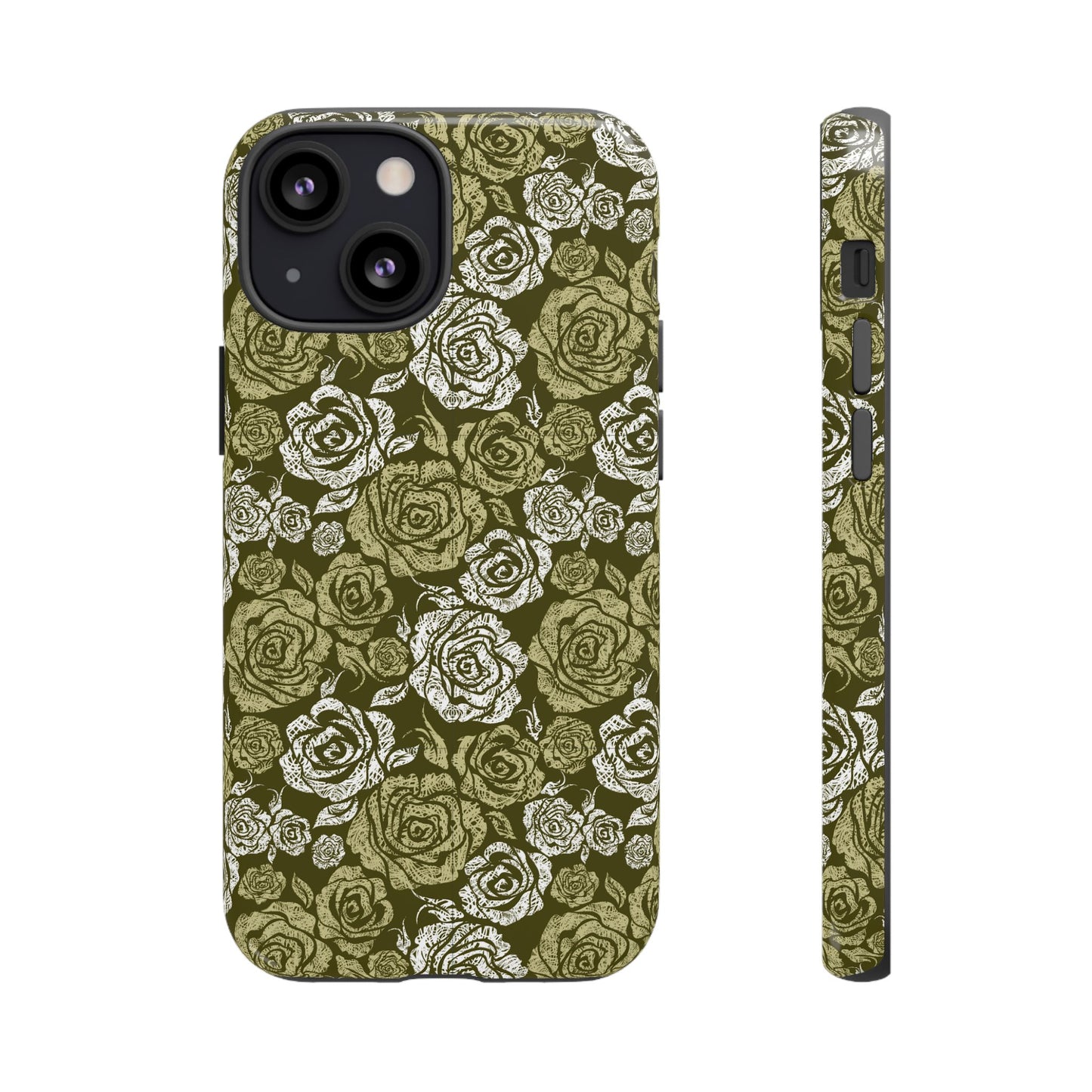 Floral Olive Rose Pattern Tough Phone Case