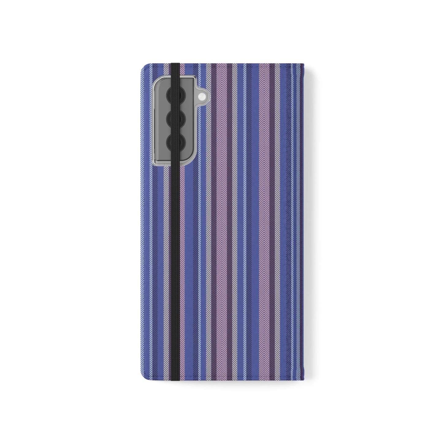 Striped Blue Flip Phone Case — Wallet Folio Phone Cover