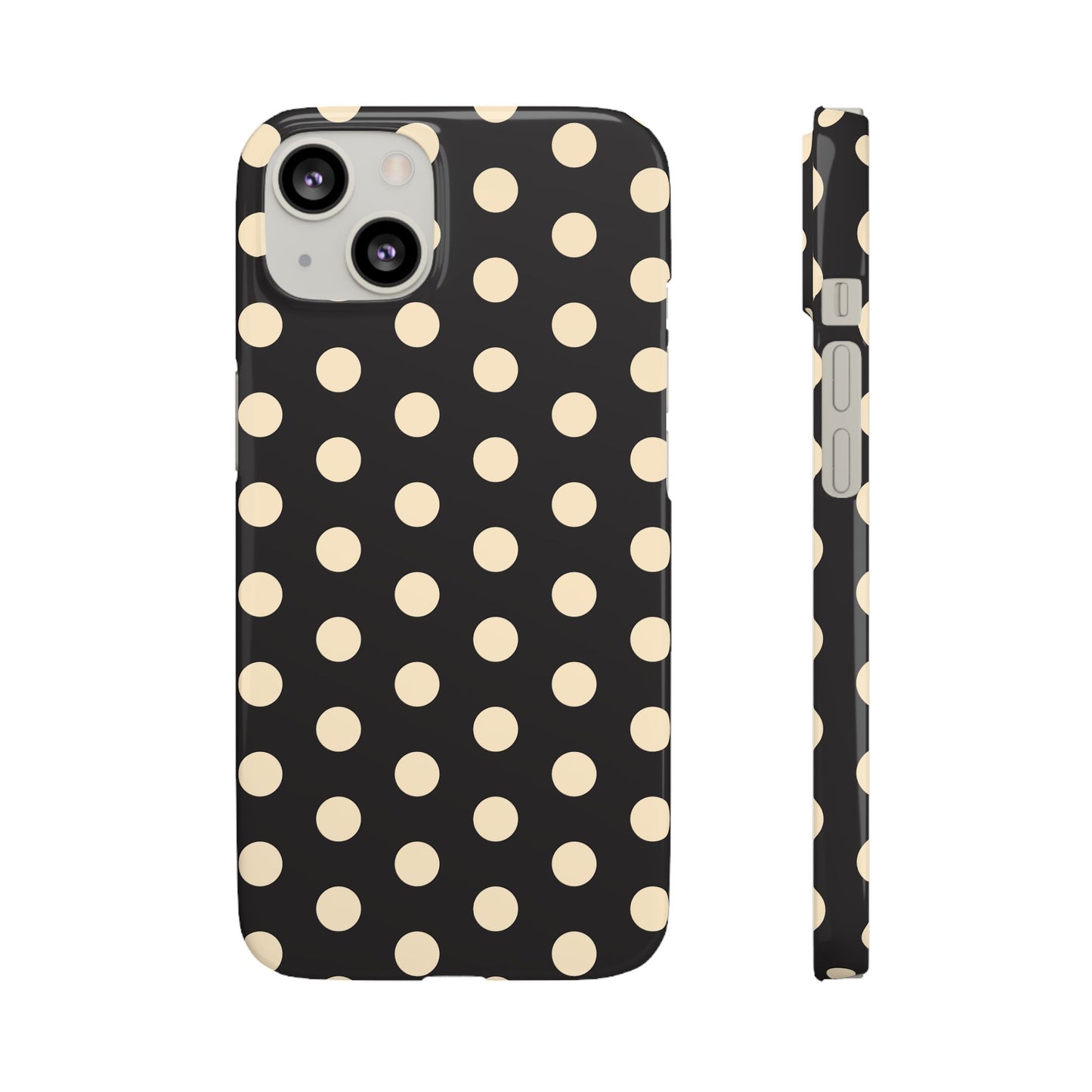 Polka Dot Snap Phone Case — Classic Black & Cream Retro Dots
