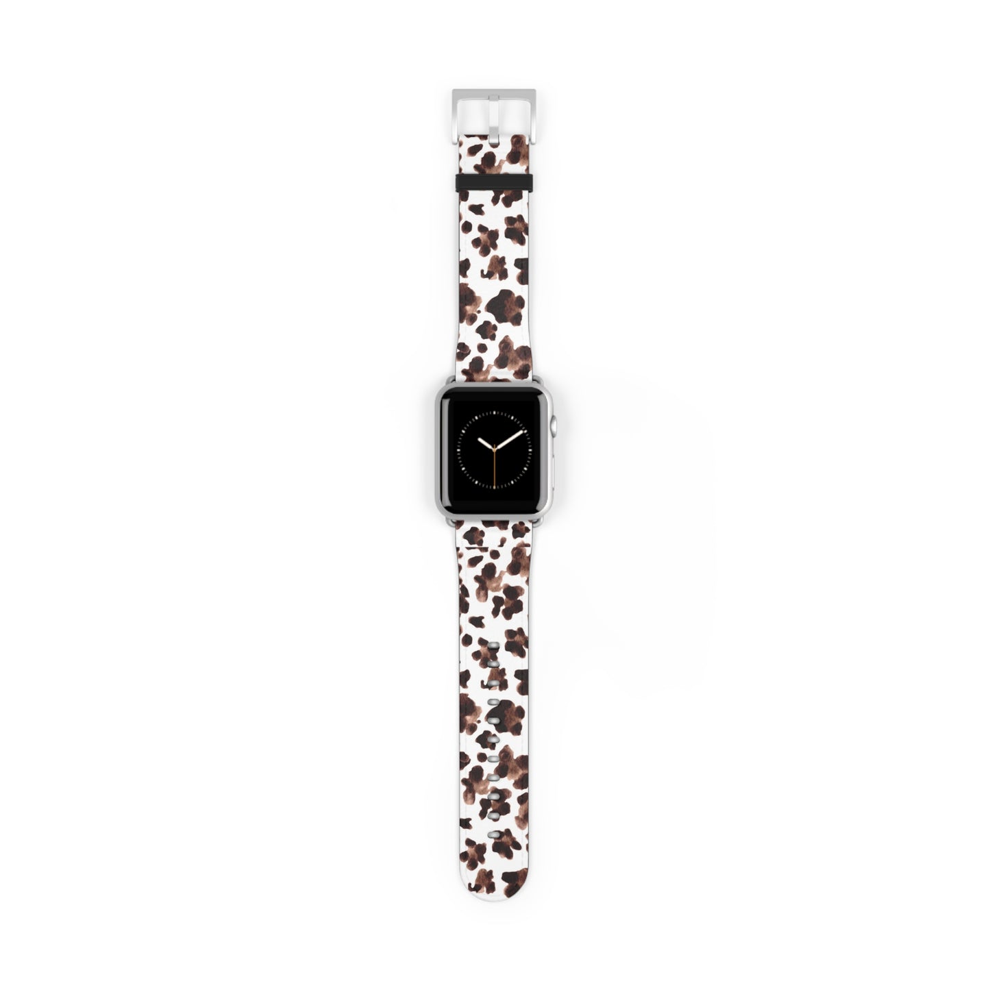 Leopard Print Leather Watch Band — Brown & White Patterned Strap for Apple Watch