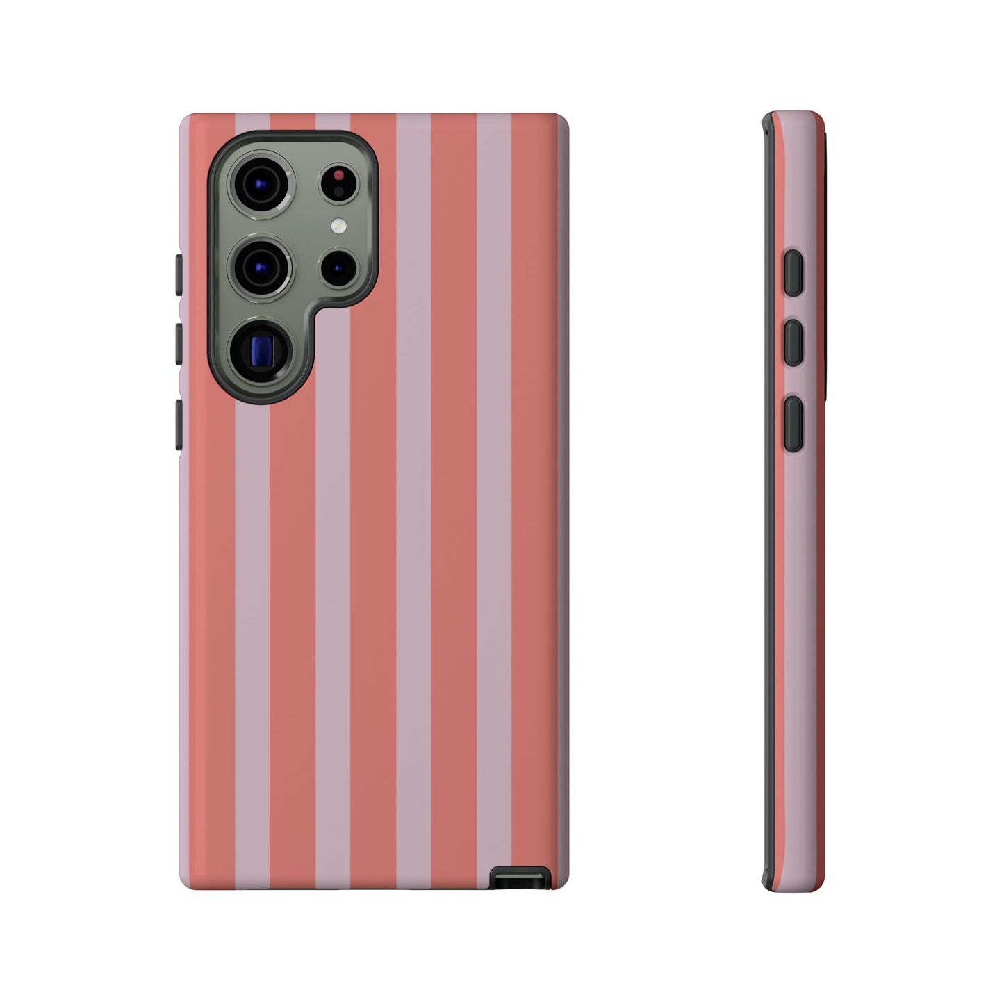 Pink Striped Tough Phone Case — Durable Protective Cover