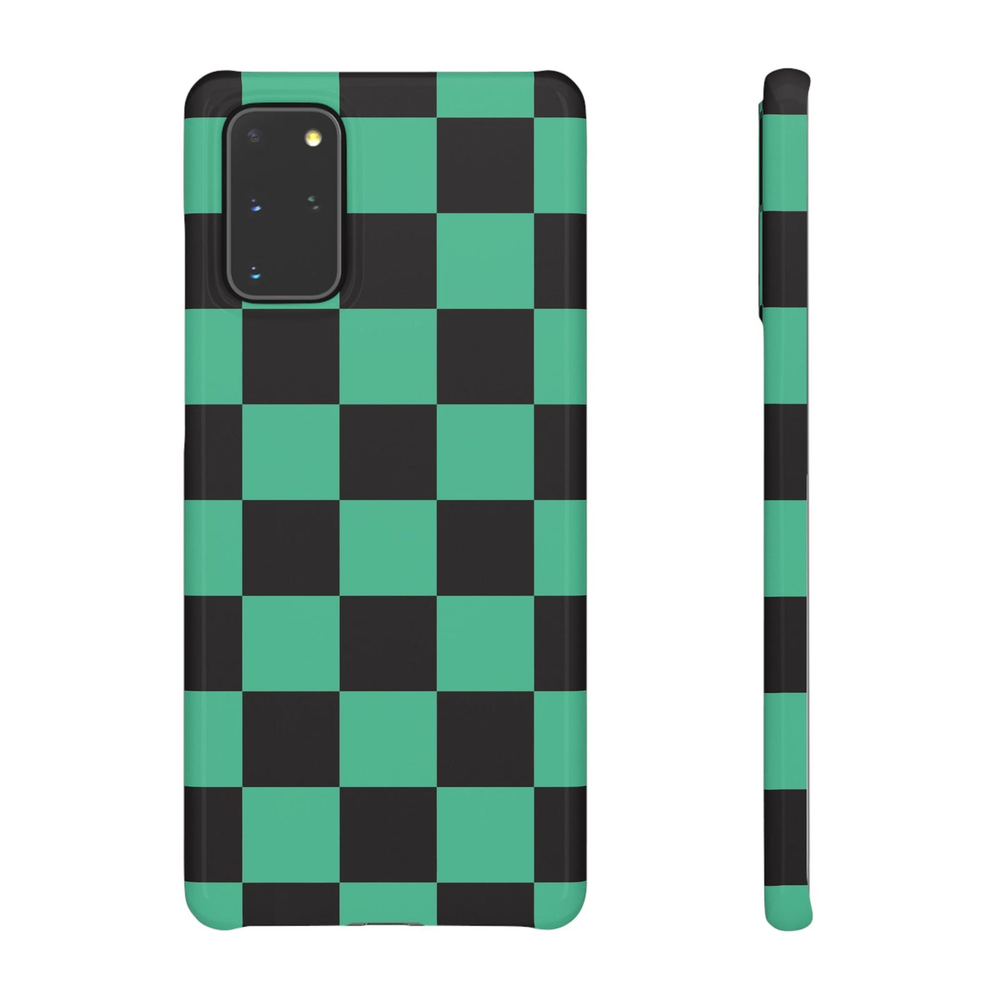 Checkered Teal Snap Case — Black & Teal Phone Cover
