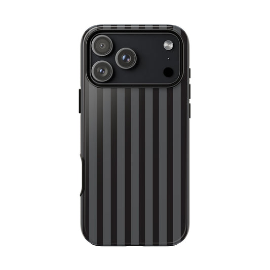 Striped Tough Phone Case — Rugged Black Protective Cover
