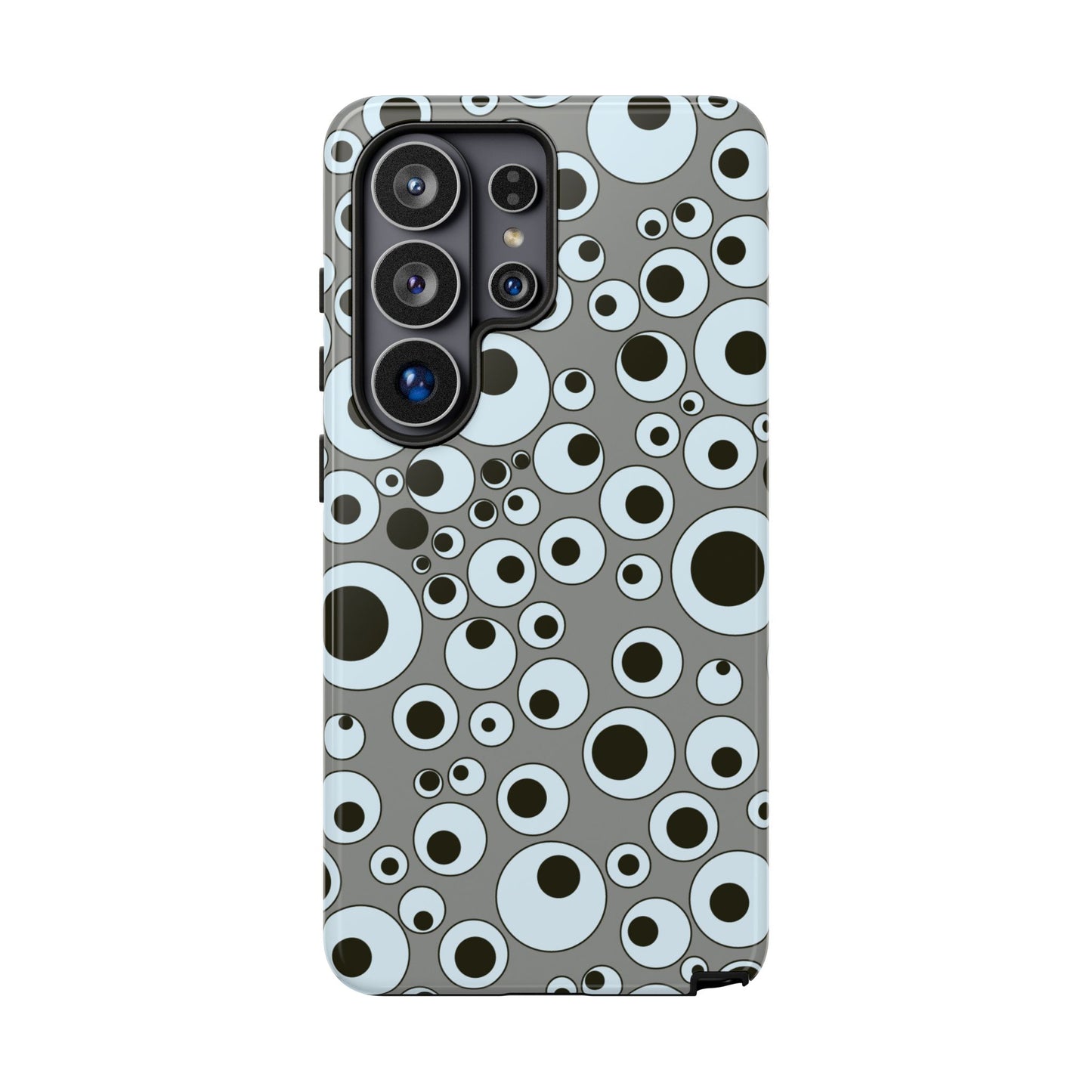 Bubble Pattern Tough Phone Case – Grey Retro Polka-Dot Design