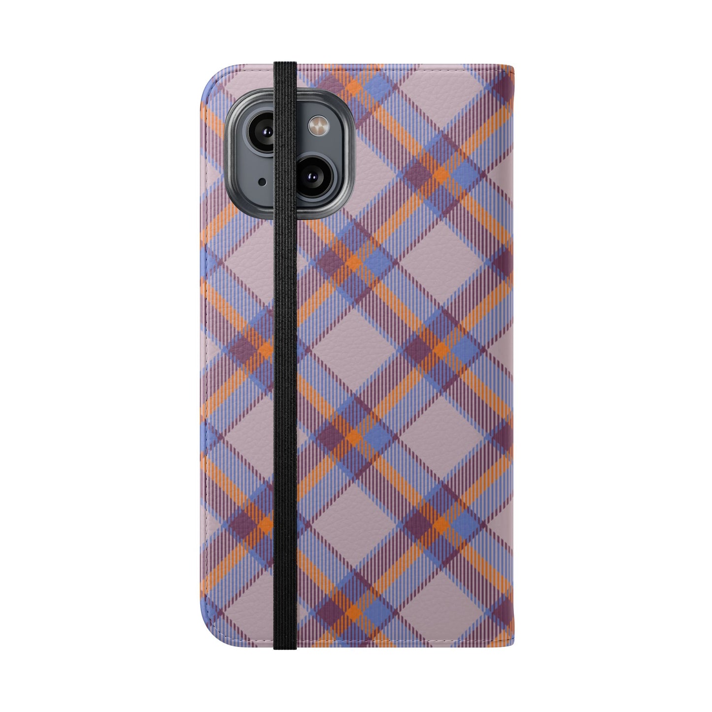 Tartan Flip Phone Case — purple & Orange Plaid Wallet Cover