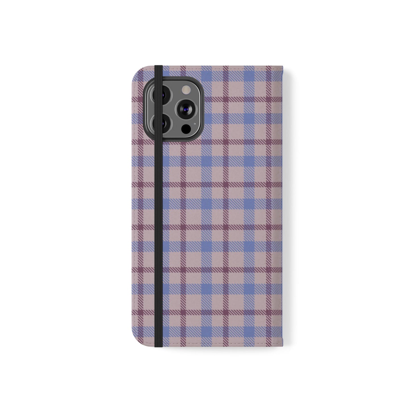 Tartan Flip Phone Case — Blue & Purple Plaid Wallet Cover