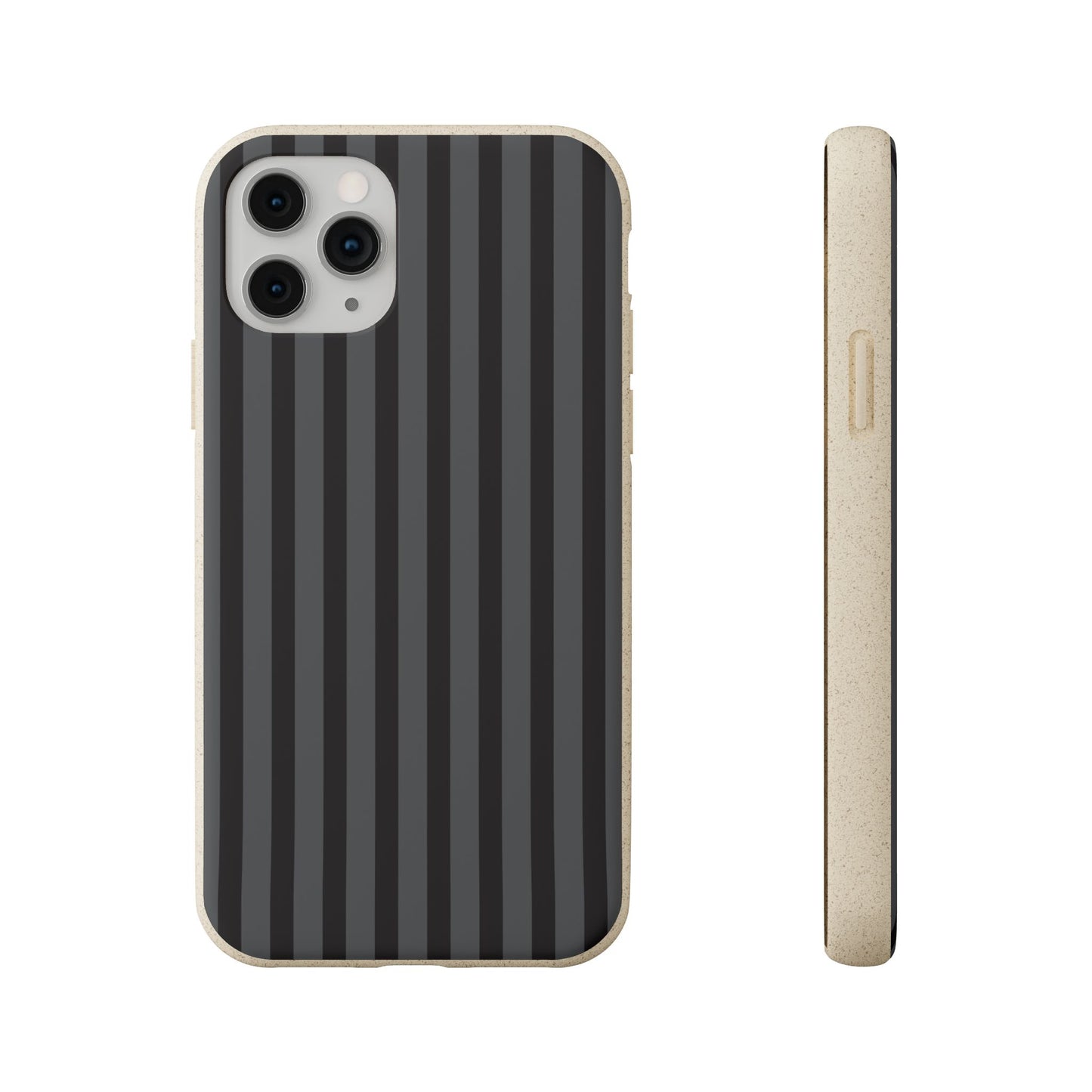 Biodegradable Black Vertical Stripe Phone Cover for Apple iPhone and Samsung Galaxy.