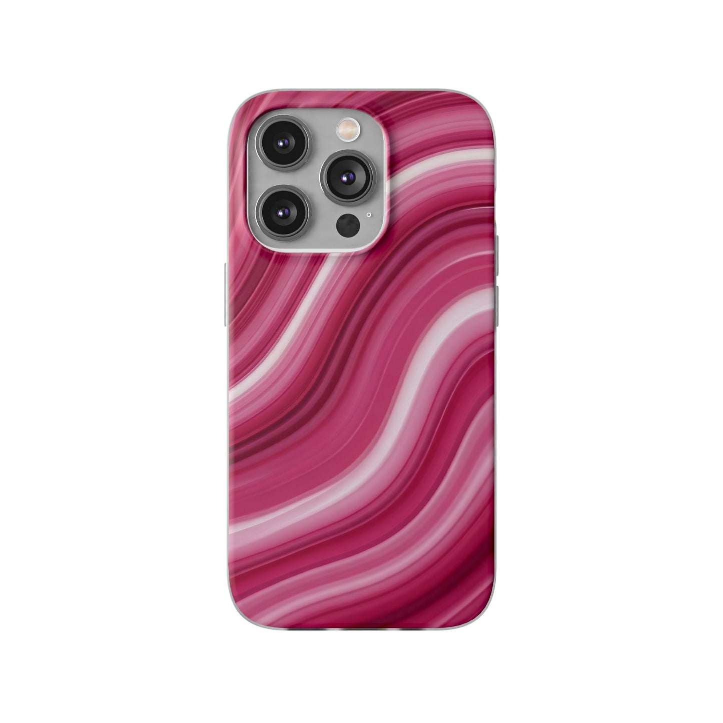 Pink Marble Wave Phone Case — Abstract Swirl Flexi Case for Apple iPhone, Samsung Galaxy.
