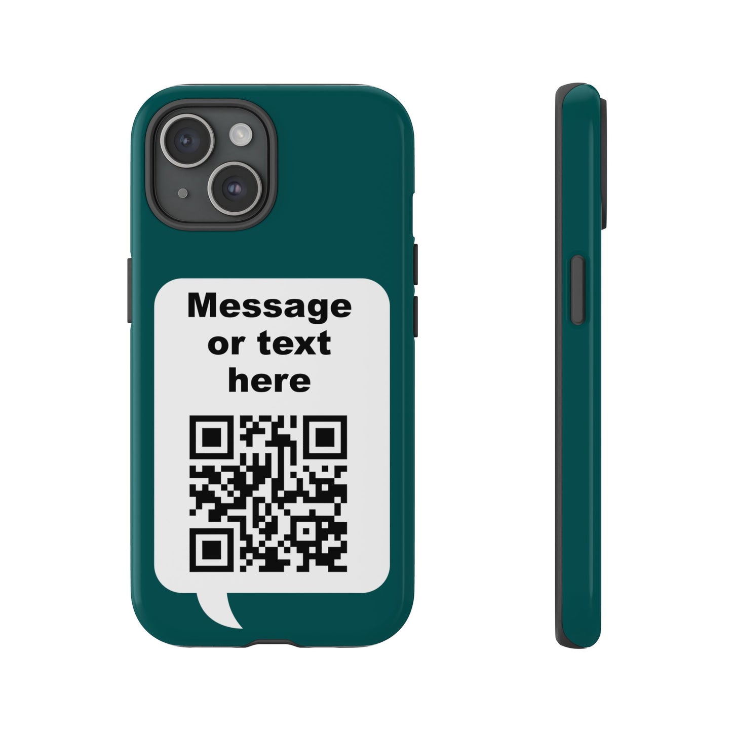 Custom QR Code Tough Phone Case — "Custom text" Contact Case