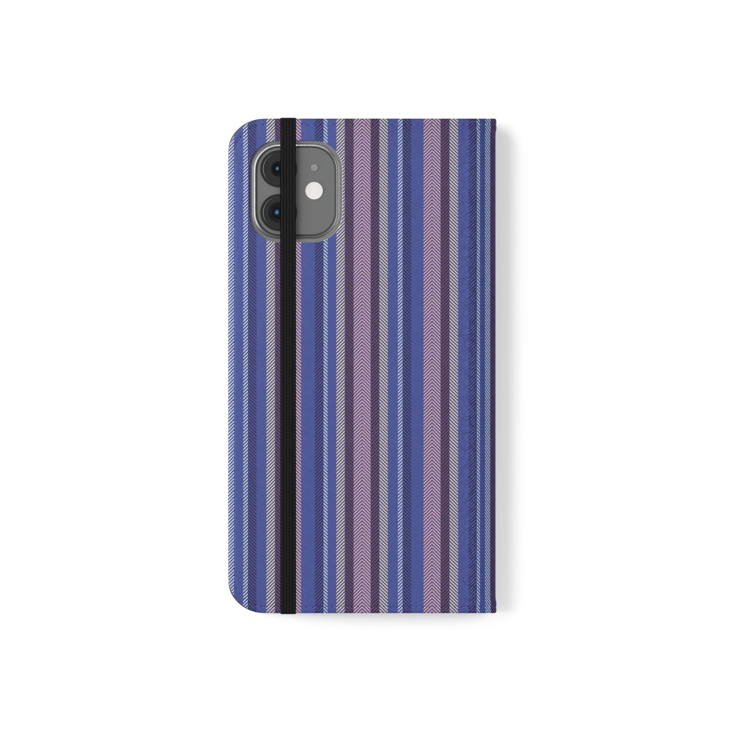 Striped Blue Flip Phone Case — Wallet Folio Phone Cover