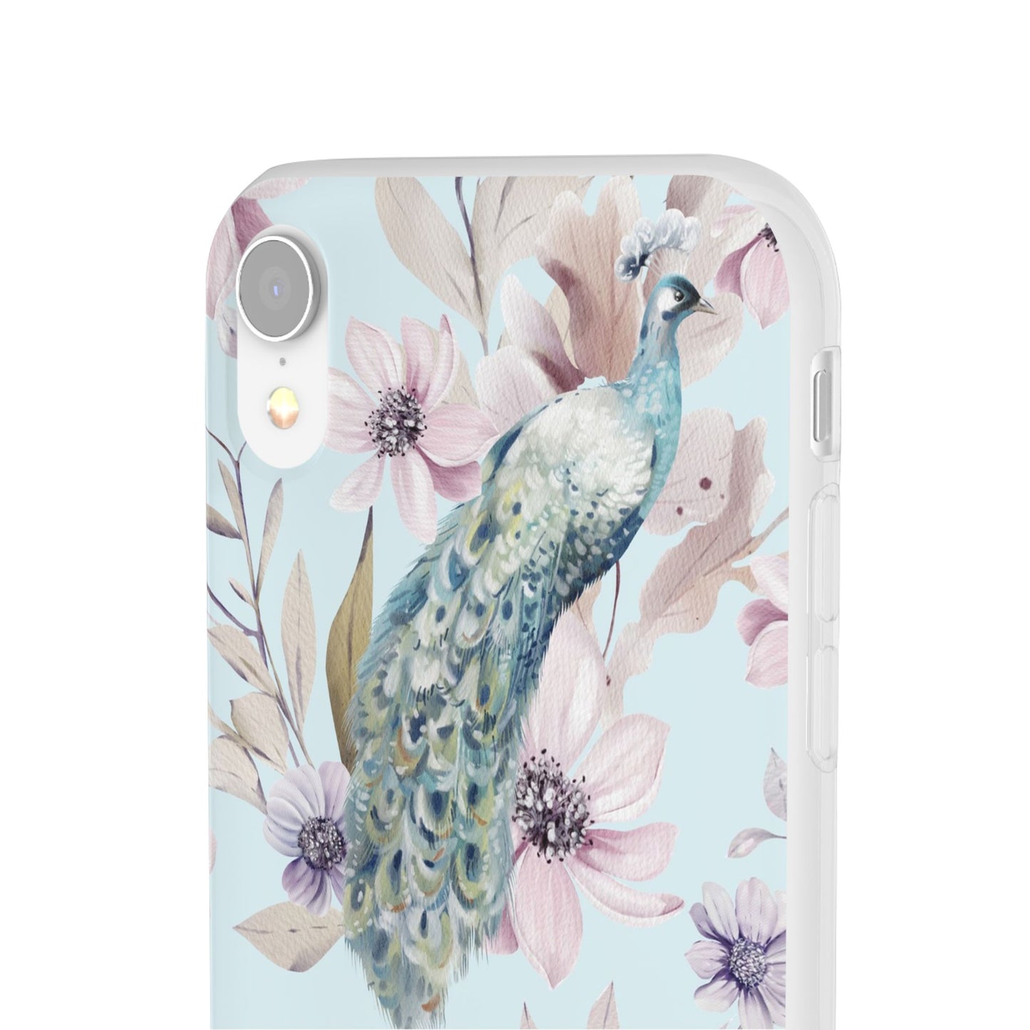 Peacock Floral Phone Case — Pastel Watercolor Bird Slim Case