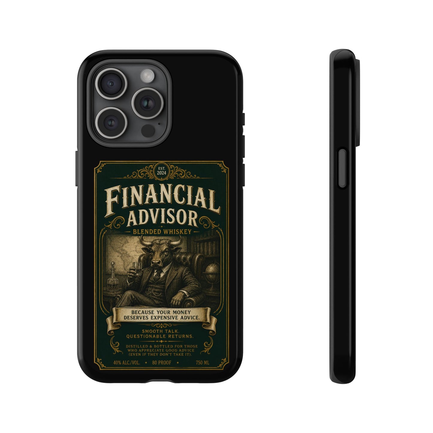 Financial Advisor Phone Case — Vintage Whiskey Label Design