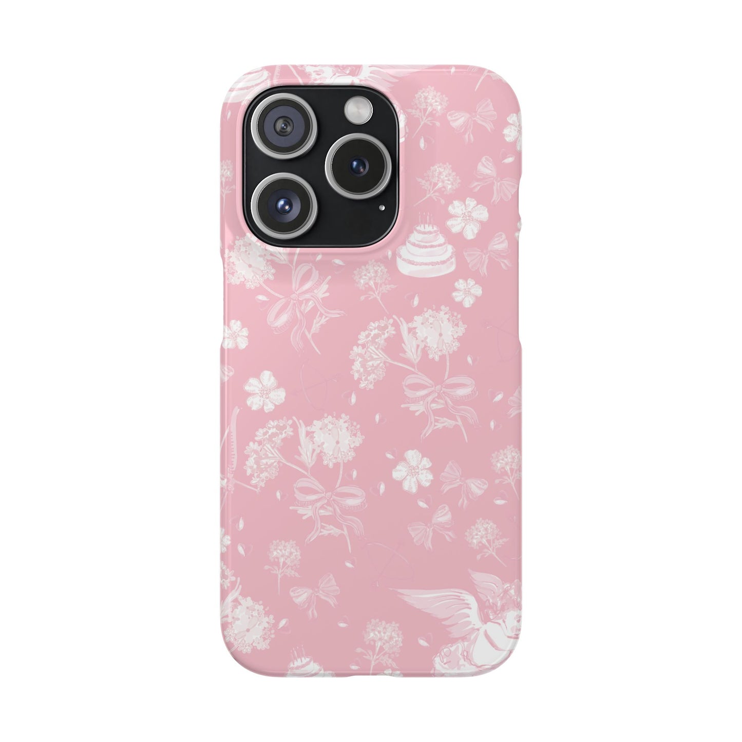 Pink Floral Slim Phone Case for Apple iPhone, Samsung Galaxy and Google Pixel.