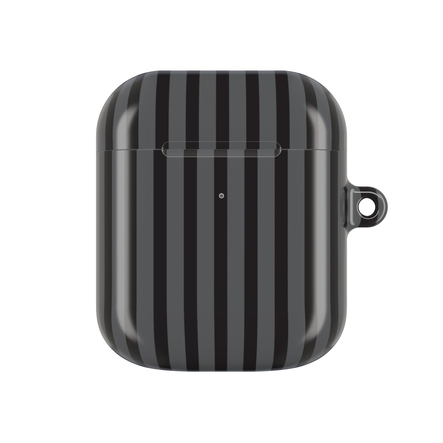 Striped Black AirPod Case – Slim Protective Cover with Keyring Loop