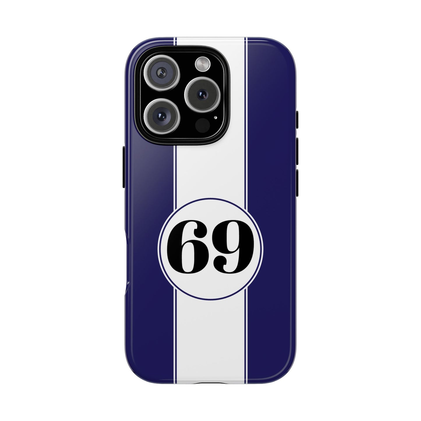 Custom Number Racing Stripe Tough Phone Case for Apple iPhone, Samsung Galaxy and Google Pixel.