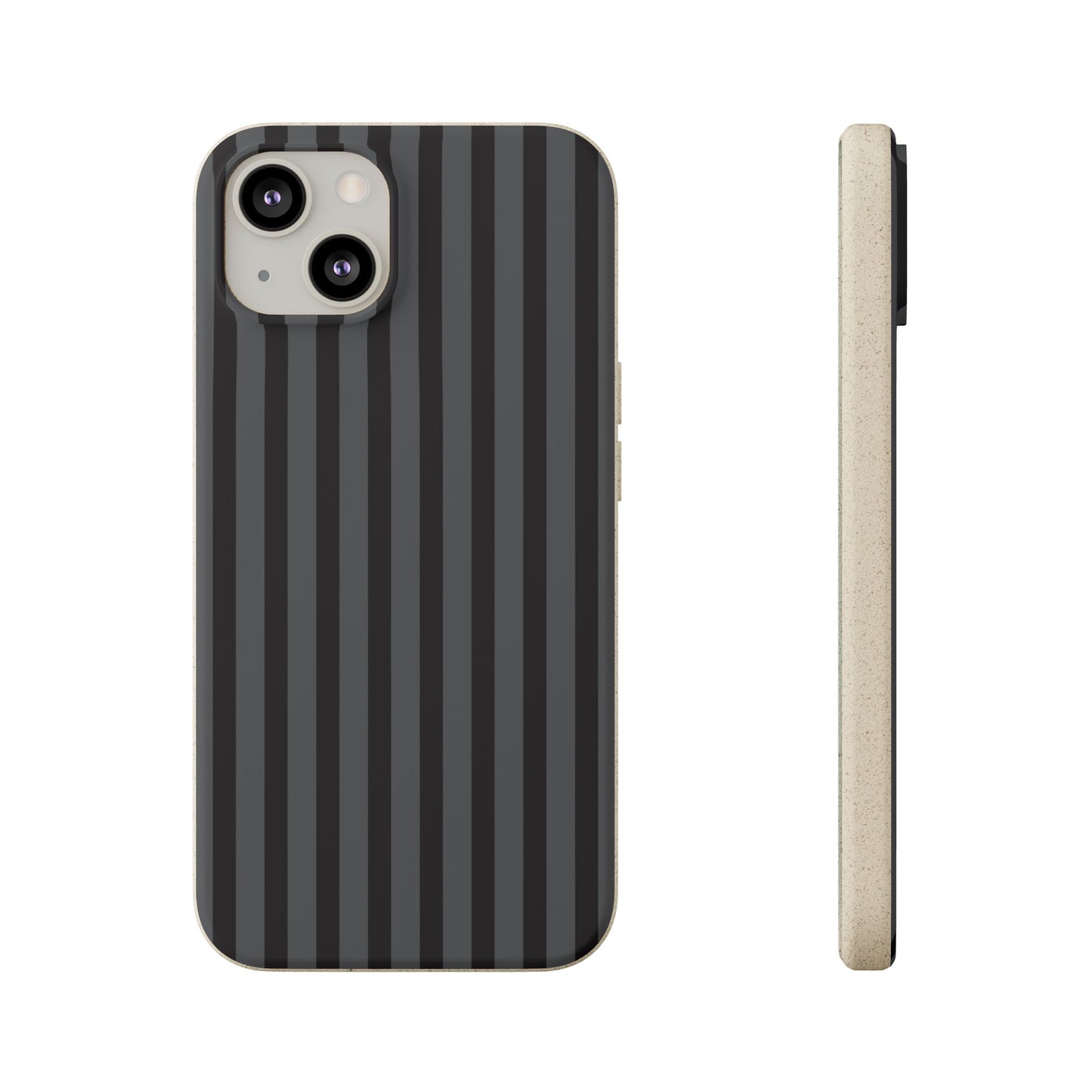 Biodegradable Black Vertical Stripe Phone Cover for Apple iPhone and Samsung Galaxy.