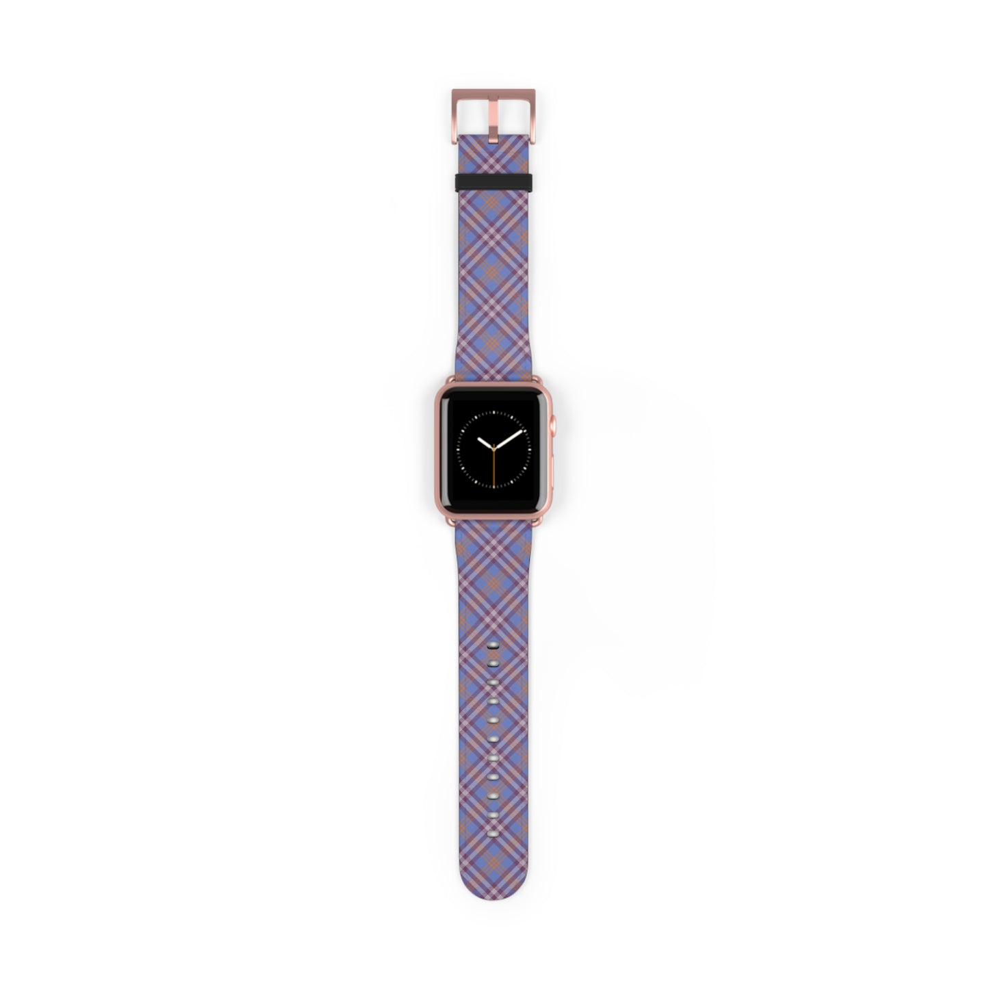 Plaid purple Apple Watch band with retro tartan pattern, stylish gift for her, faux leather strap, stainless steel buckle