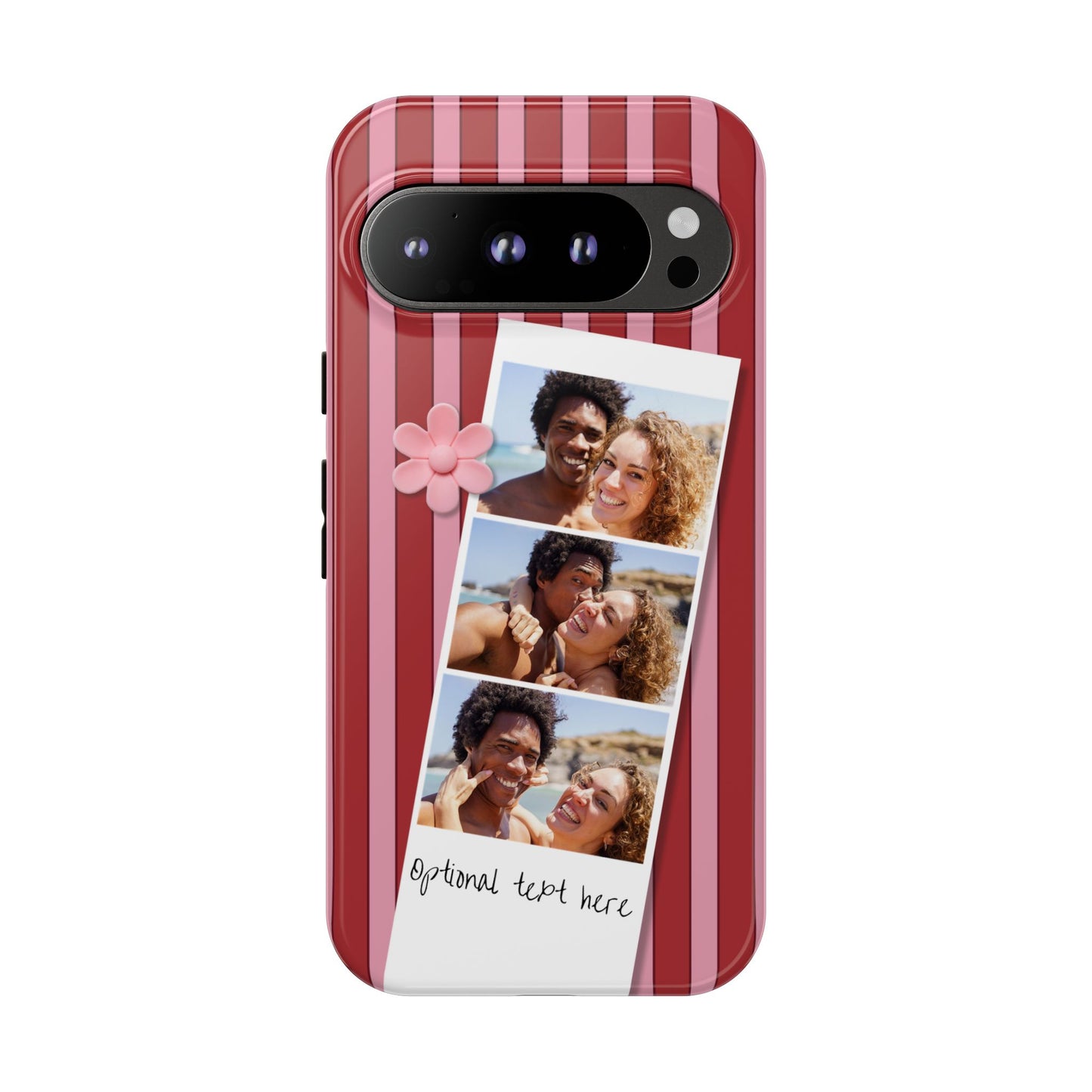Customisable Three Photo Personalised Collage Tough Phone Case for Apple iPhone, Samsung Galaxy and Google Pixel.