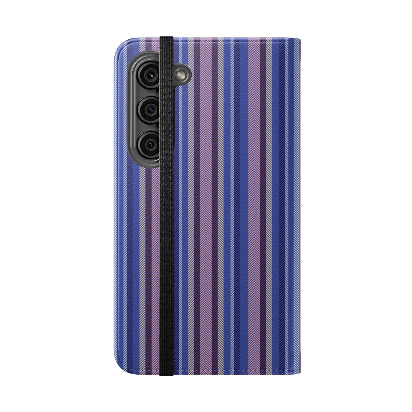 Striped Blue Flip Phone Case — Wallet Folio Phone Cover