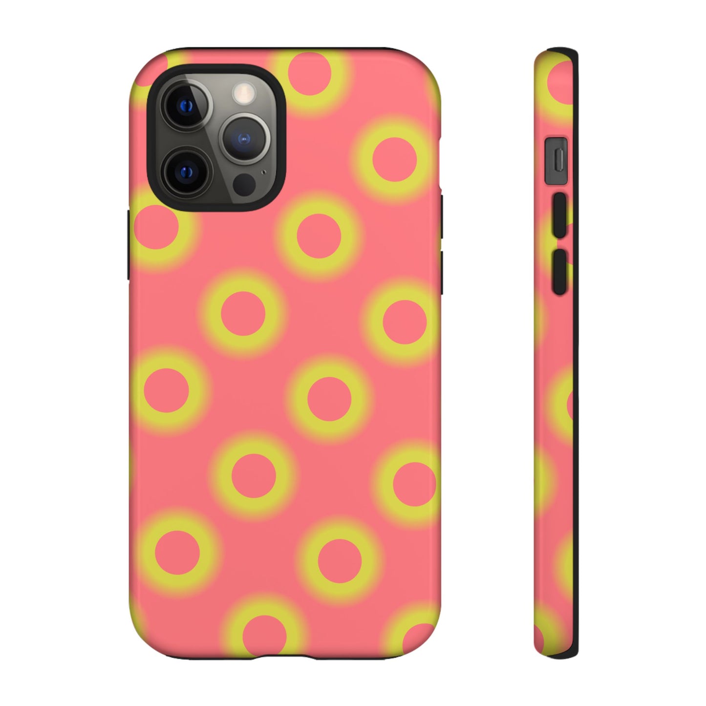 Neon Polka Dot Phone Case — Retro Pink & Lime Protective Cover