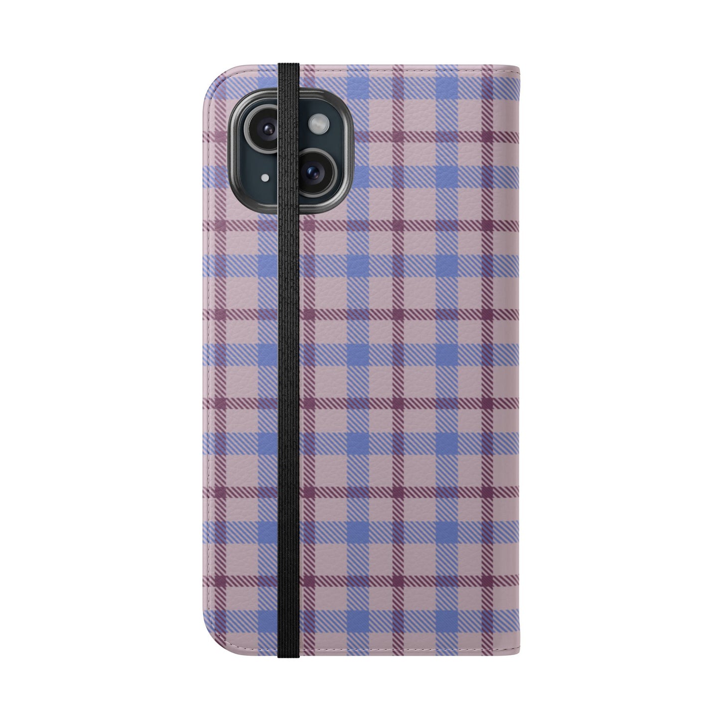 Tartan Flip Phone Case — Blue & Purple Plaid Wallet Cover