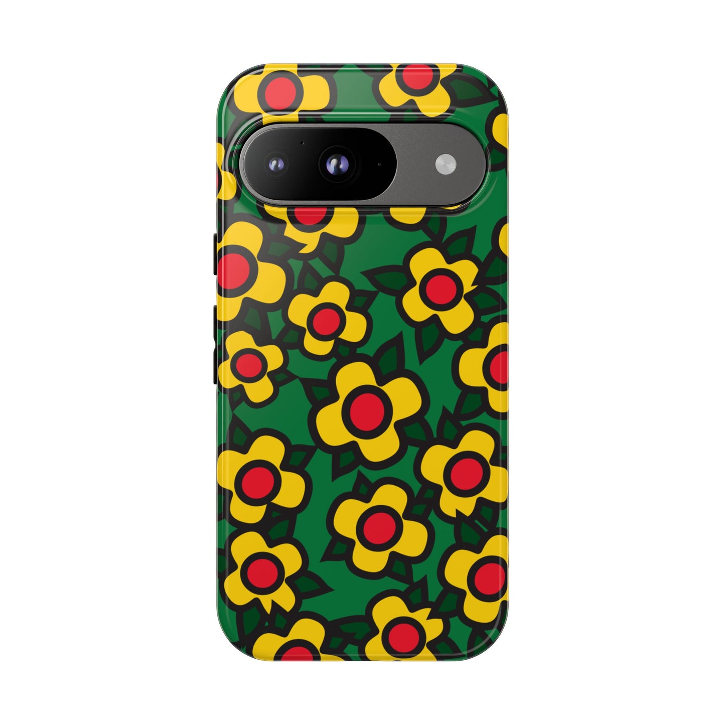 Floral Pop Tough Phone Case — Retro Yellow Red Flower Pattern