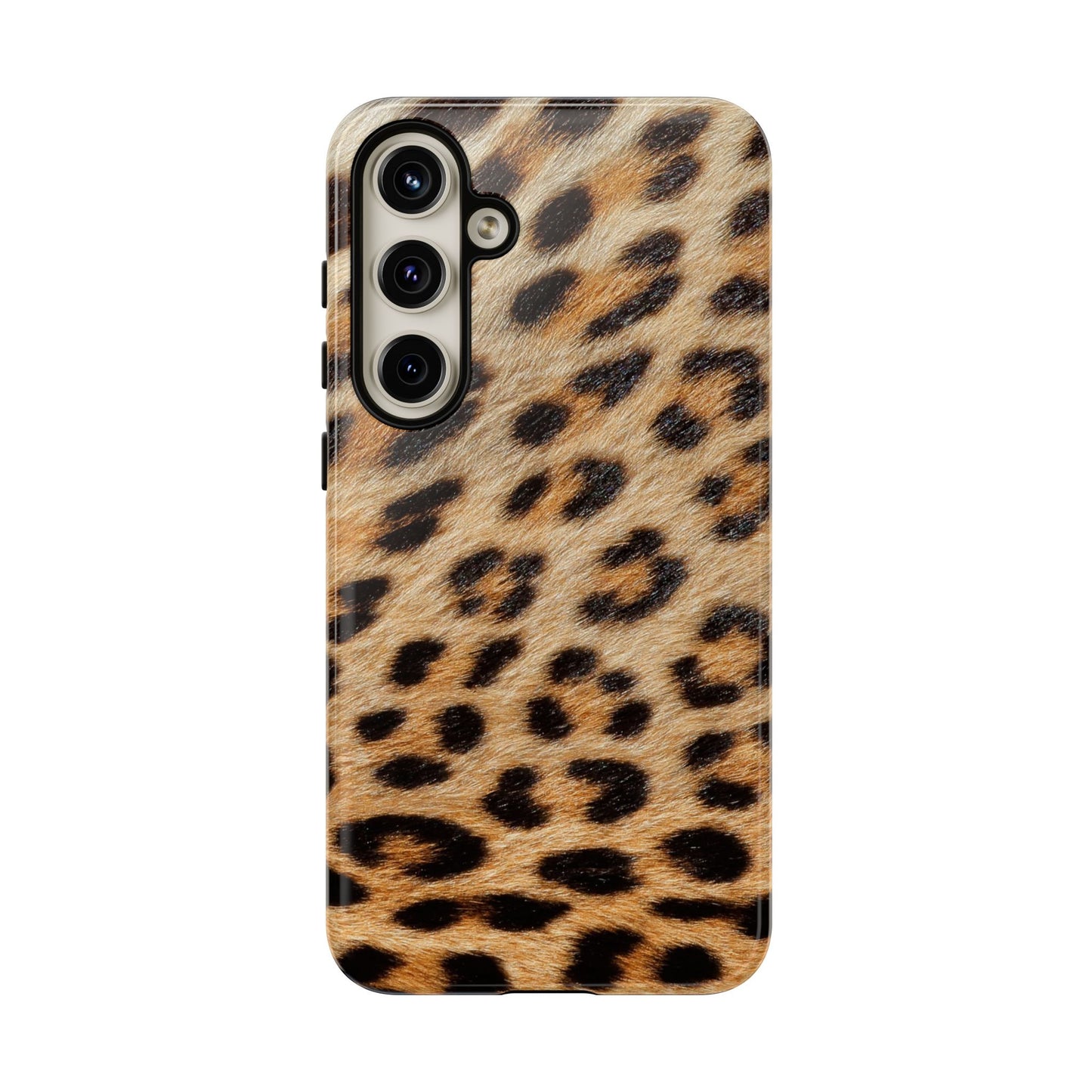 Leopard Print Tough Phone Case — Durable Protective Case with Wild Animal Fur Design