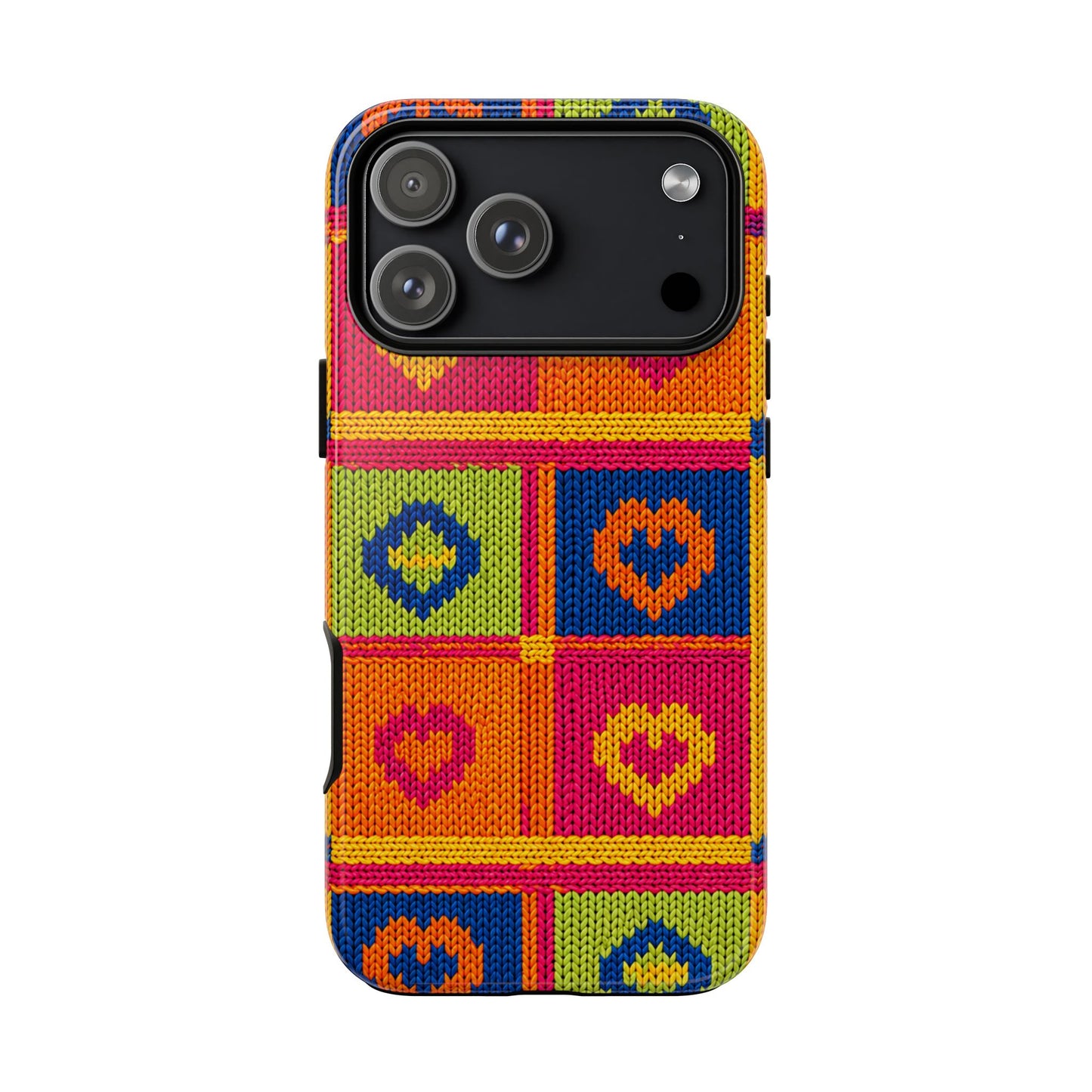 Retro Knit Pattern Heart Patch Tough Phone Case