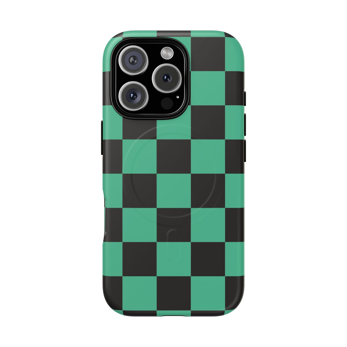 Tanjiro Magnetic Phone Case — Green and Black Chequered Tough Protective MagSafe Case