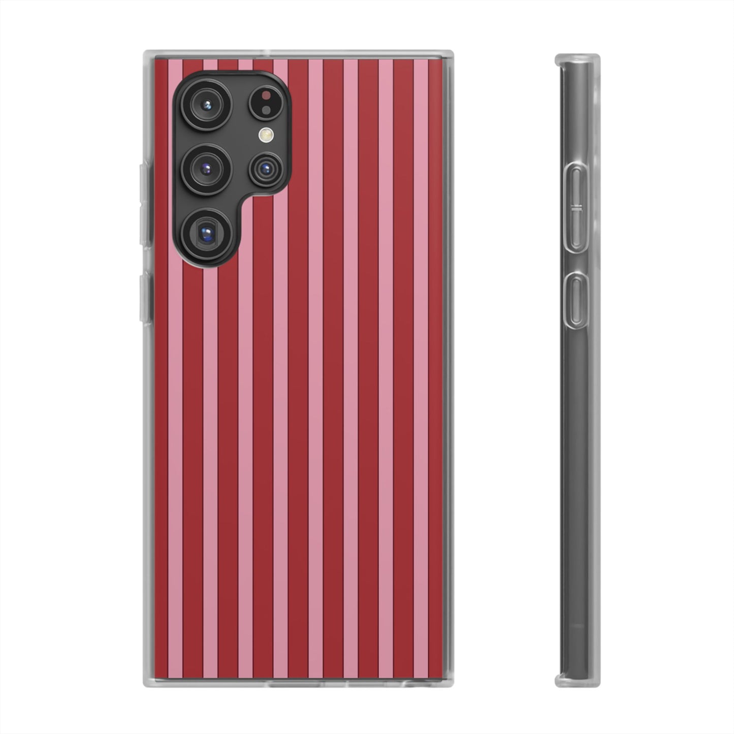 Red Vertical Stripe Protective Flexi Case for Apple iPhone, Samsung Galaxy.