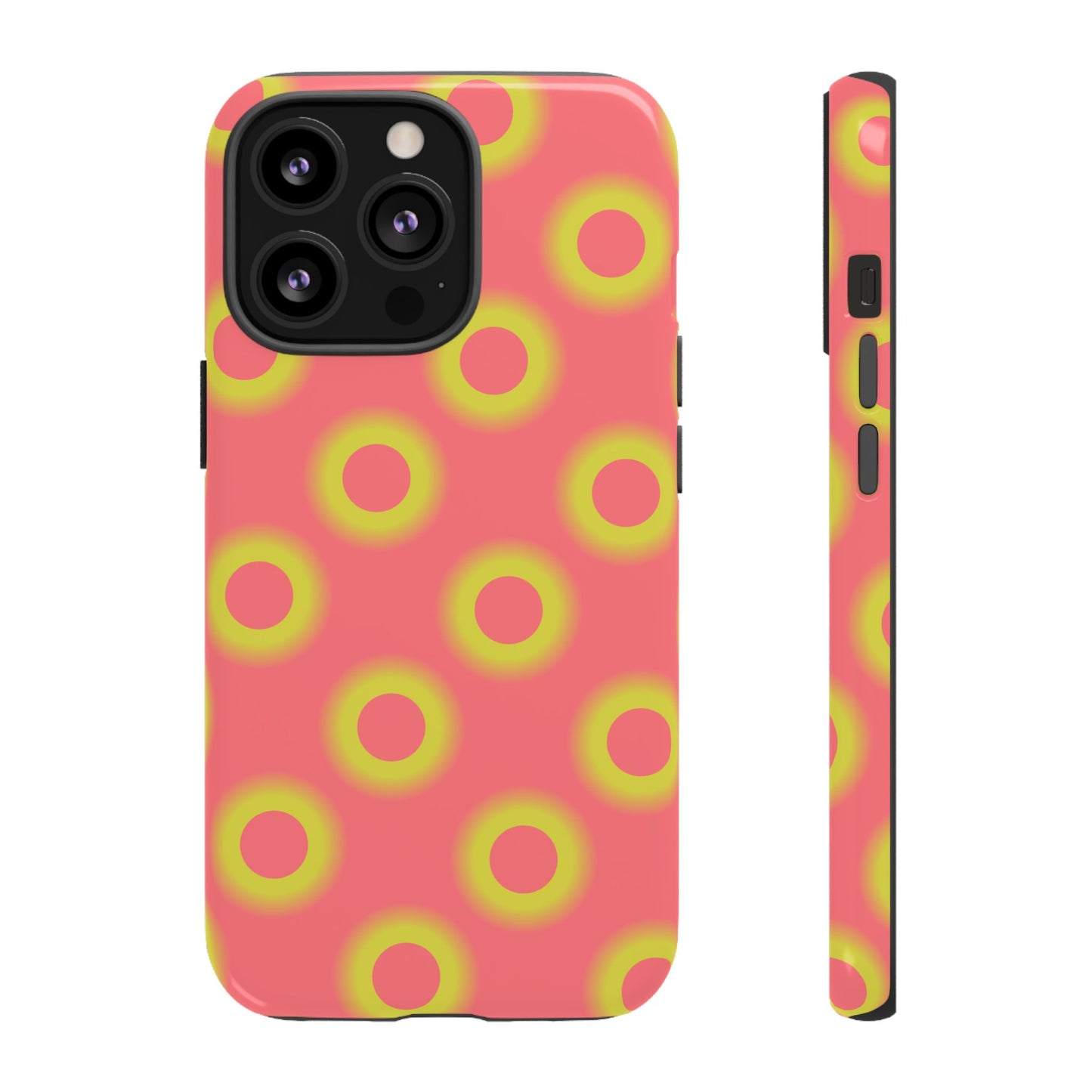 Neon Polka Dot Phone Case — Retro Pink & Lime Protective Cover