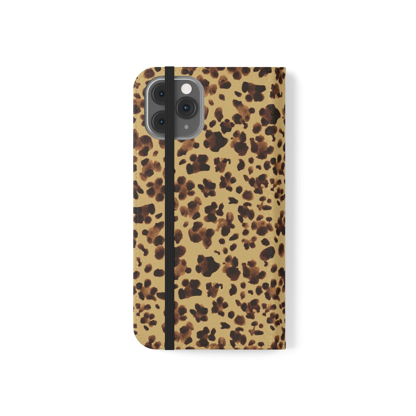 Leopard Print watercolour Flip Phone Case - Stylish Wallet Folio Cover with Card Slots