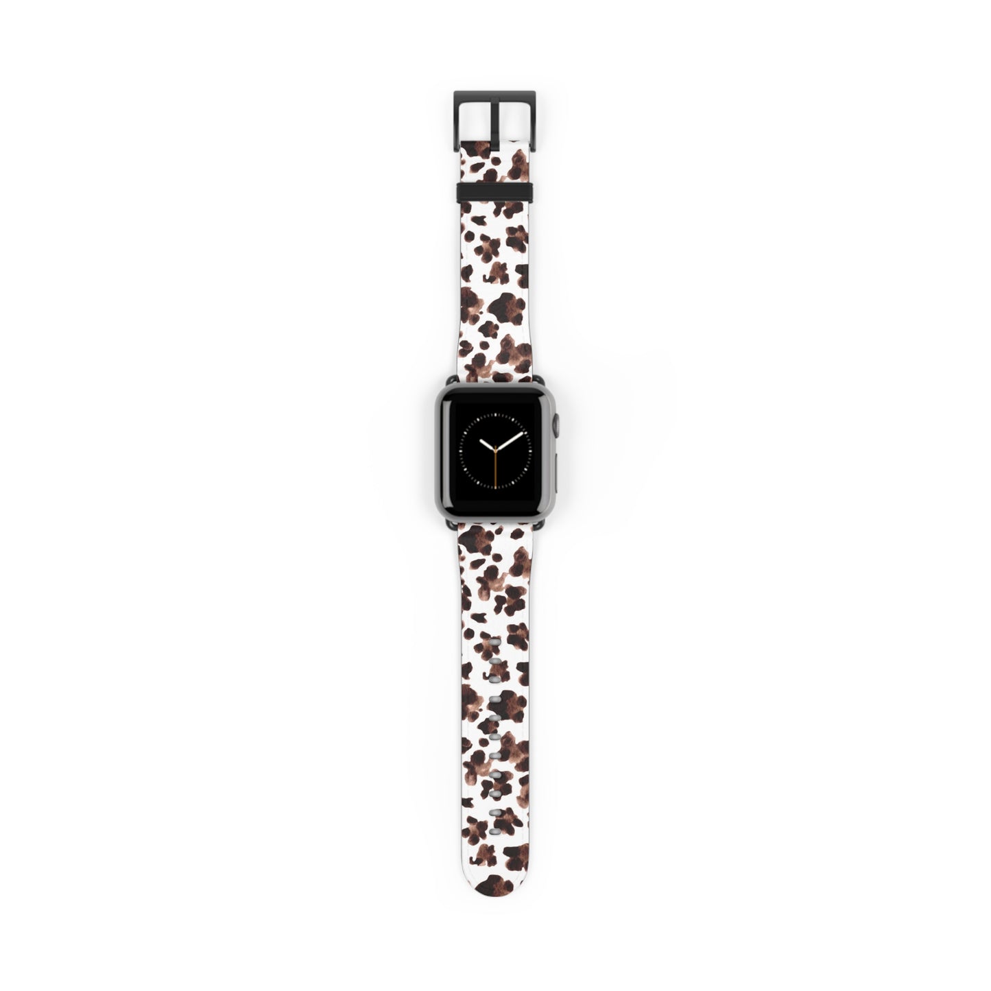 Leopard Print Leather Watch Band — Brown & White Patterned Strap for Apple Watch