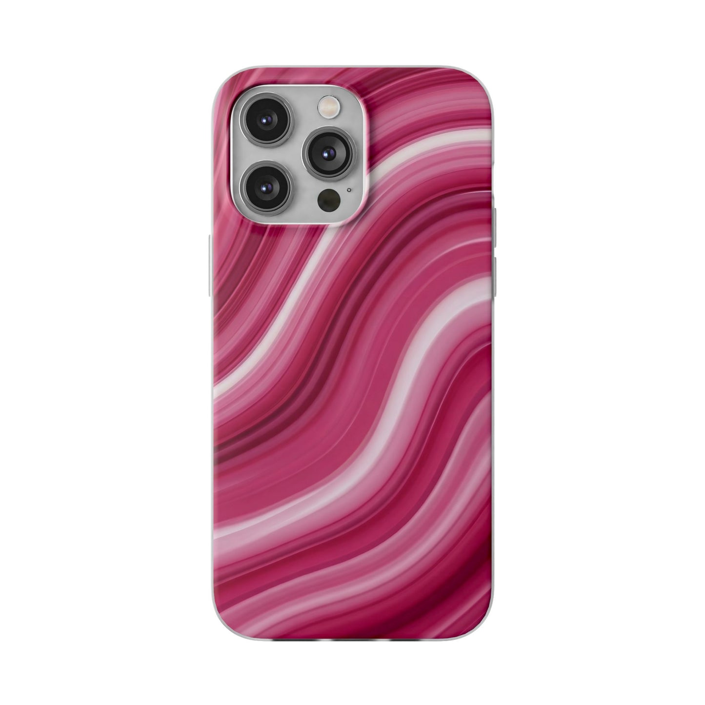 Pink Marble Wave Phone Case — Abstract Swirl Flexi Case for Apple iPhone, Samsung Galaxy.