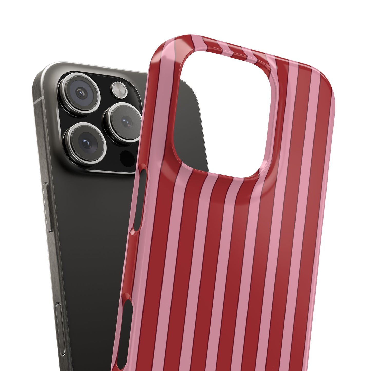 Striped Red Snap Phone Case — Slim Phone Cover for Apple iPhone and Samsung Galaxy.