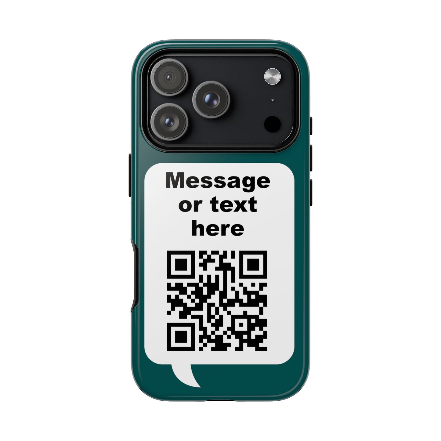 Custom QR Code Tough Phone Case — "Custom text" Contact Case